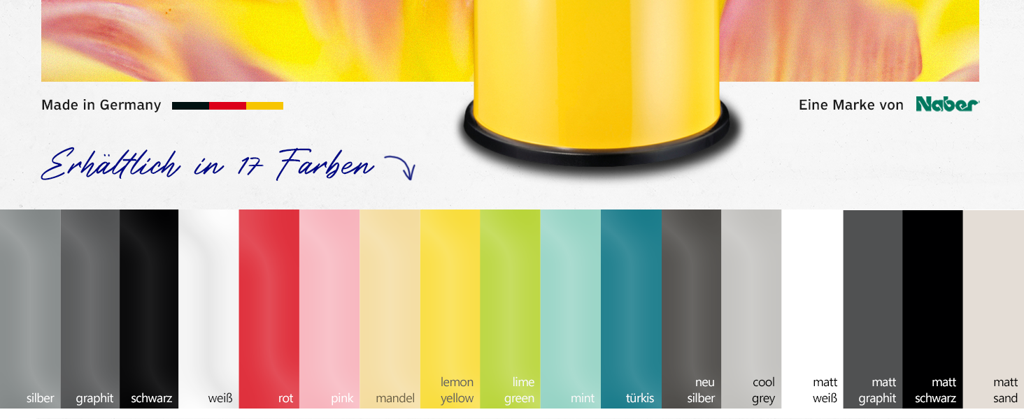 Відро Wesco Pushboy 50 л з нержавіючою сталлю, жовте, знімний внутрішній контейнер