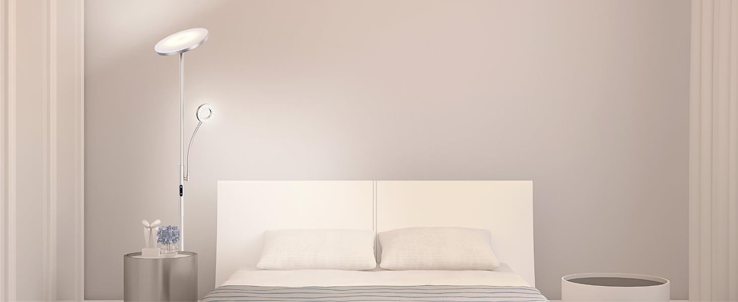 LED торшер Modlicht 35W з регулюванням яскравості, чорний, 4200LM з пультом та сенсорним керуванням, 3000-6000K, для вітальні, спальні, офісу