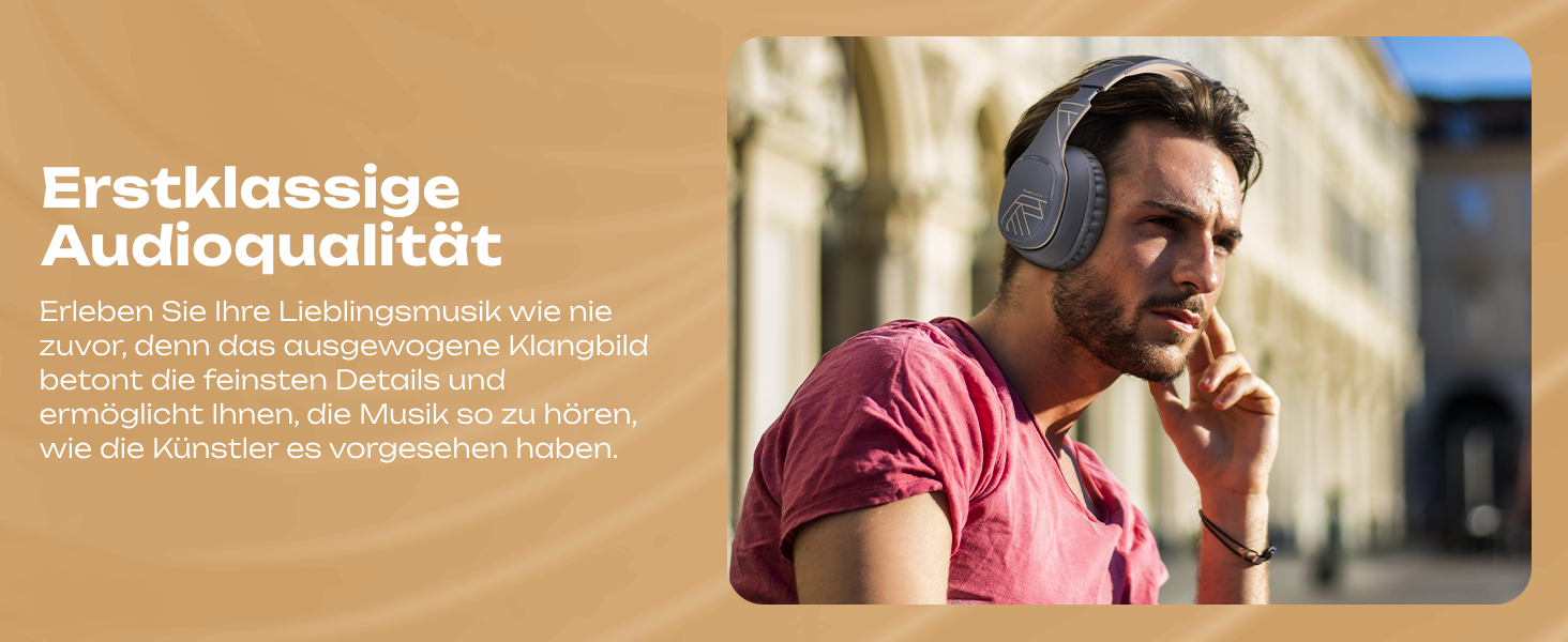 PowerLocus P7 Bluetooth навушники Over-Ear, складні, бездротові з басами, Hi-Fi стерео, з функцією гучного зв'язку, USB-C зарядка, тривалий час роботи для iPhone/PC/TV (Лінійний сірий)