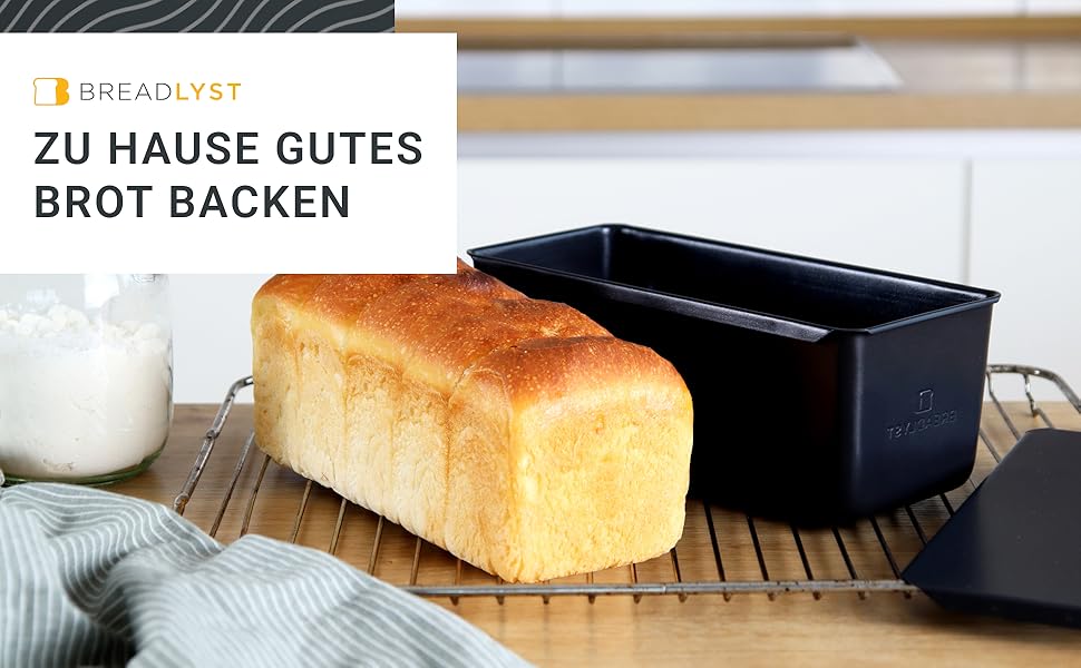 Форма для випічки хліба BREADLYST® Преміум з кришкою, вузька висока 23x11x10 см (30 см) - вуглецева сталь з антипригарним покриттям, до 260°C