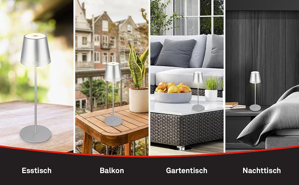 Світлодіодна настільна лампа Briloner бездротова з сенсорним керуванням, димуванням, регулюванням висоти, нічна лампа, лампа для читання, кемпінгова, 38x12 см, хромована матова