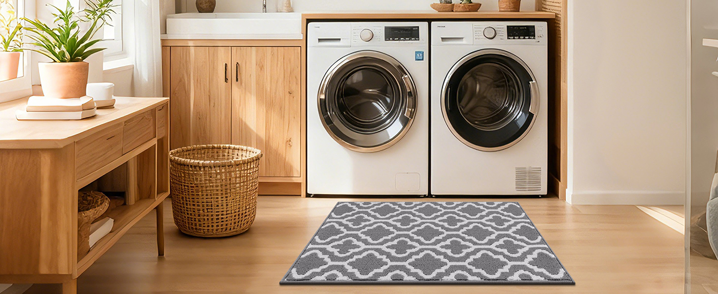 Килимок вхідний SHACOS 90x150 см протибрудний та протиковзкий, вологостійкий килим для дому, передпокою, тераси та саду, сірий