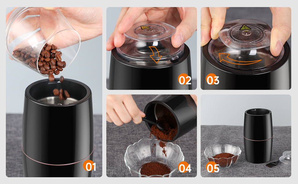 Електрична кавомолка KYG 300W з нержавіючої сталі, 70г, тиха (45dB) для кави, горіхів, спецій