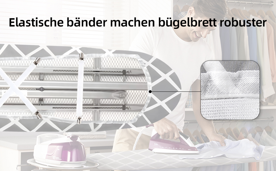 Покривало для прасувальної дошки, 100% бавовна, посилене тришарове, сіре, 110-125 x 30-42 см