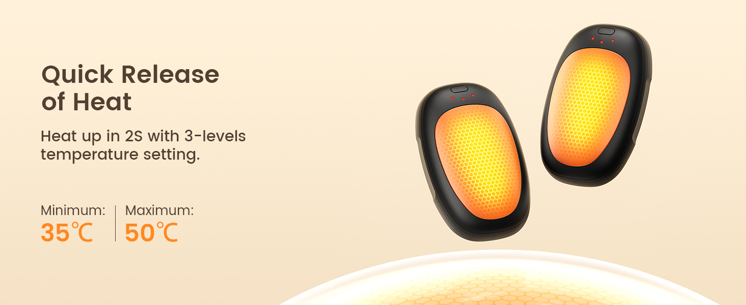 Jonwall Електричні грілки для рук 2 шт., USB-грілки, багаторазові, 3 режими нагріву, портативні, для кемпінгу, гольфу, чорні