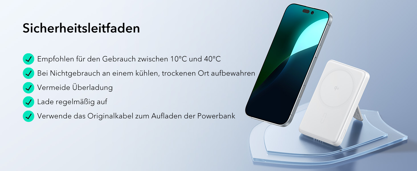 Power Bank ESR MagSafe QI2 з бездротовою магнітною зарядкою, 15W, 5000mAh, USB-C, білий (з підставкою)