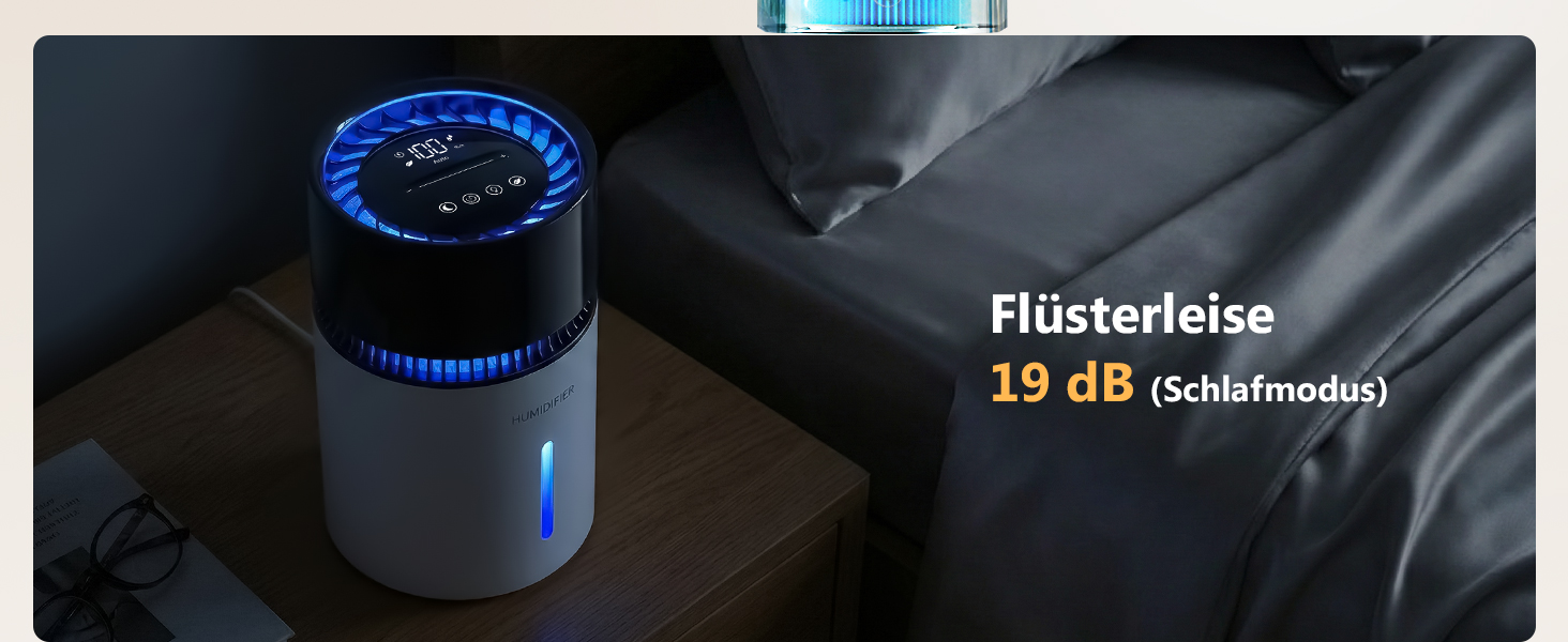 Зволожувач повітря 3L з верхнім заповненням, фільтром, для спальні, до 35 годин, таймер, автовимкнення, тихий (19dB), 5 режимів туману, смарт-зволожувач для спальні, дитячої кімнати, рослин, білий