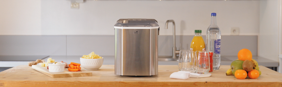 Машина для приготування льоду SENYA – 2 розміри кубиків, 12 кг/24 год, бак 1,3 л, LED-дисплей, інфрачервоне виявлення, нержавіюча сталь