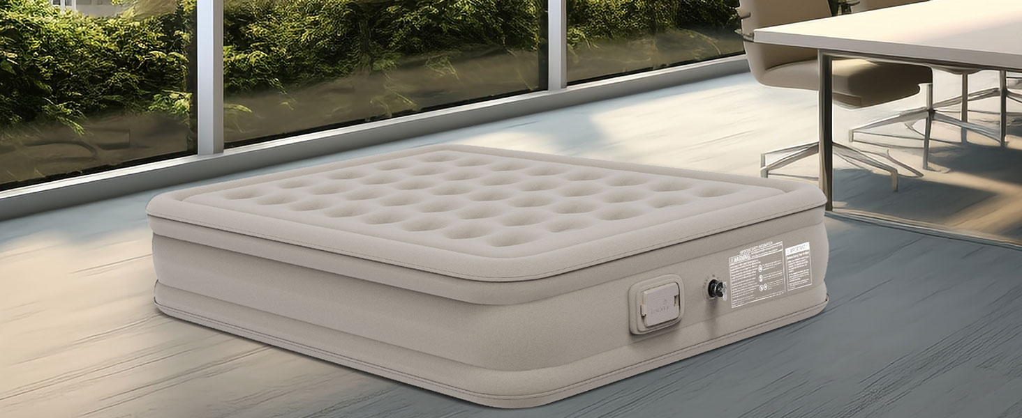 Надувне ліжко 2 персони, надувна матрац, самонадувна з портативним насосом, преміум тканина, антизнос, антишум. Підходить для кемпінгу та дому.