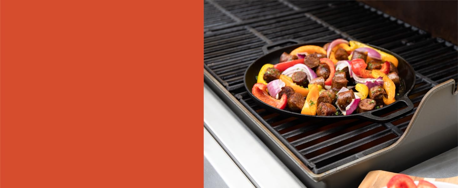 Chef Pomodoro Cast Iron Grill Pan – Cast Iron Grill Pan for Stove, Grill, Oven & Campfire – Cast Iron Pan - Pizza Pan Baking Sheet Round - Grill Plate Gas Grill - Cast Iron Pan for Gas Grill (30 cm)