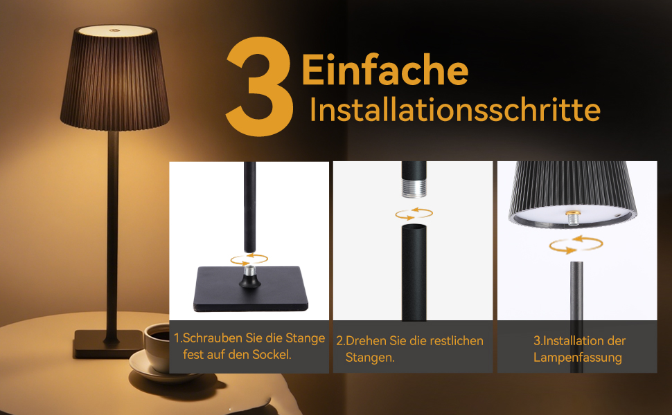 Акумуляторний LED світильник настільний Xiake 2 шт, димований, IP54, 3 режими світла для спальні, офісу, вулиці, чорний