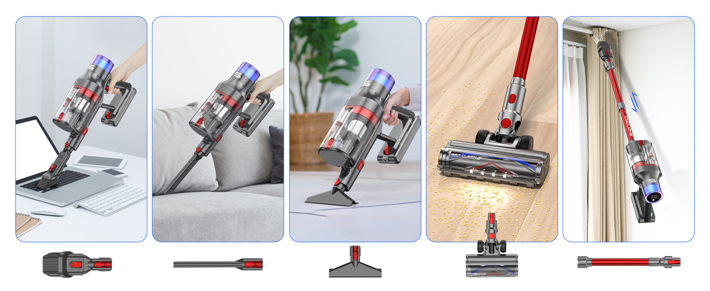 Бездротовий пилосос VSTOKY V15 ProMax: потужний акумуляторний пилосос для дому, килимів та твердих поверхонь, 600W, 58kPa, 75 хвилин роботи, подвійний контейнер для сміття, автоматичний режим, видалення шерсті тварин