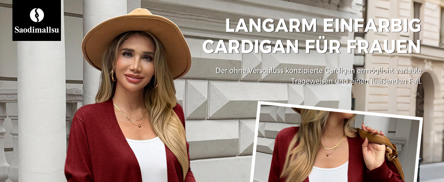 Кардиган жіночий Saodimallsu трикотажний, довгий, легкий, однотонний, з кишенею, темно-рожевий, розмір M