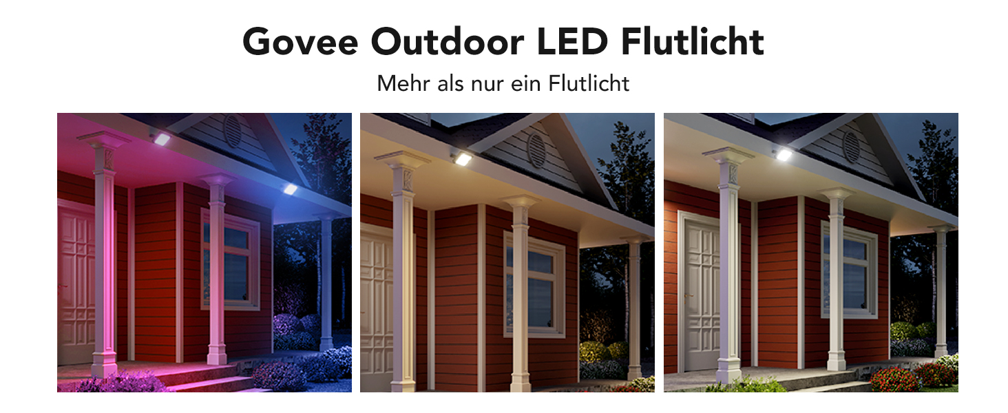 Розумний LED прожектор Govee RGBICWW для вулиці, WiFi, Alexa, 2700-6500K, регульована яскравість, зміна кольору, IP66, 4 шт, святкова гірлянда