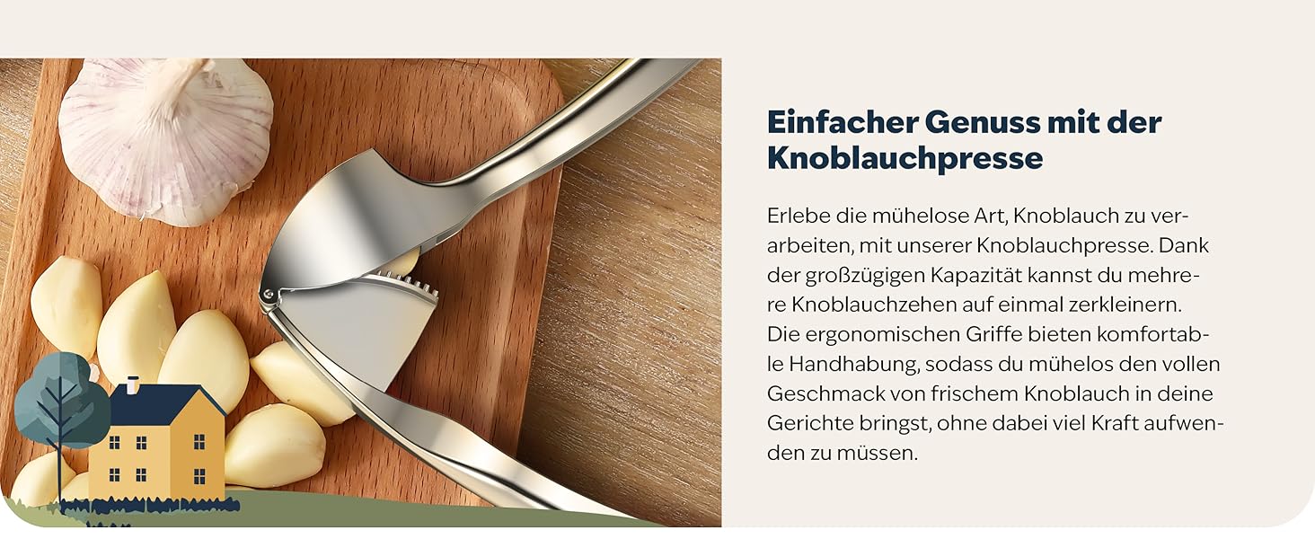 Преміум-прес для часнику Kjøk - з цинкової сплави, хром, професійний, для посудомийної машини, стильний, подарунок на День Матері, срібний