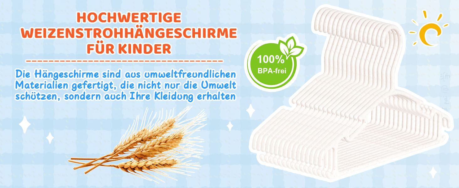 54 дитячі вішалки для одягу Ilauke з пшеничного соломи, 10,6 дюймів, для немовлят та дітей, економія місця, для зберігання дитячого одягу