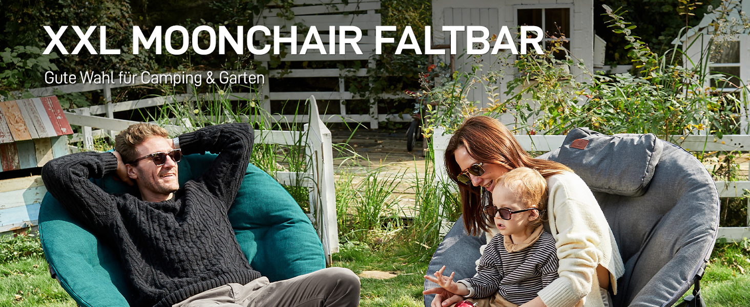 Крісло-місяць EVER ADVANCED Luxus XXL для кемпінгу, складне, до 150 кг, сіре. З подушкою, для саду, балкону, приміщення
