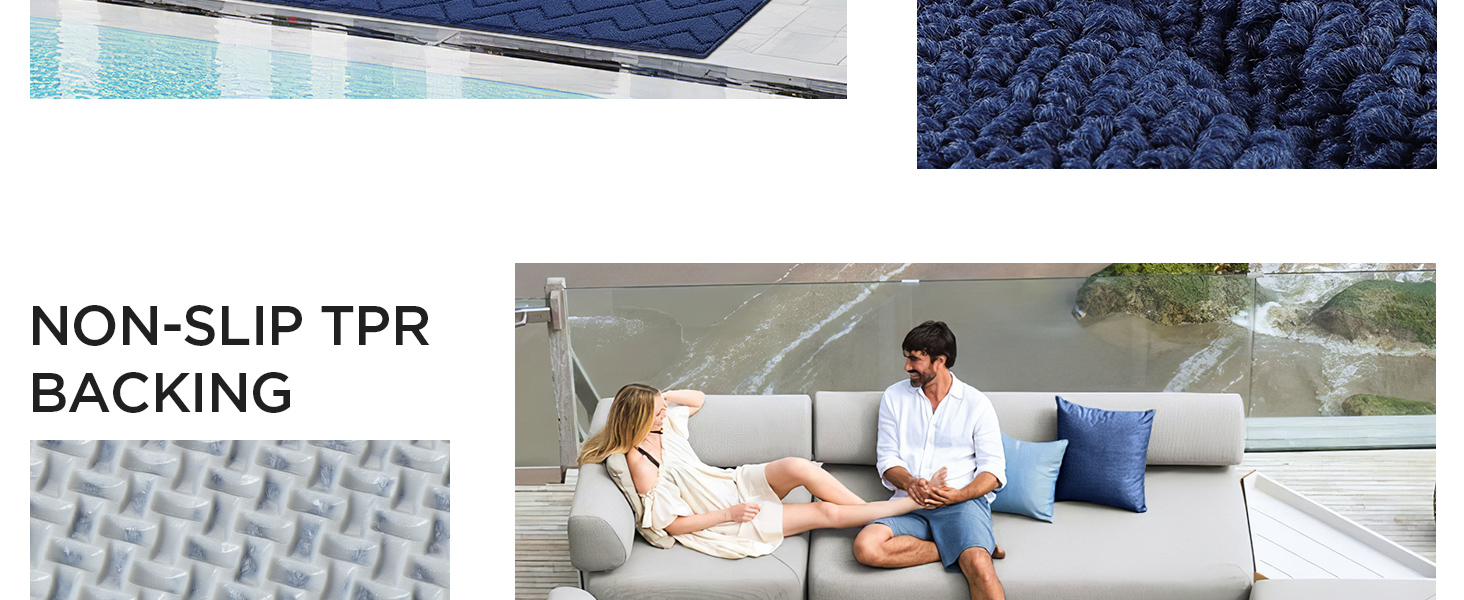 Килимок для дому та вулиці 50x80 см, миючий, вологостійкий, антиковзкий, для входу, порогу, патіо, галереї, саду (60 x 180 см, синій)