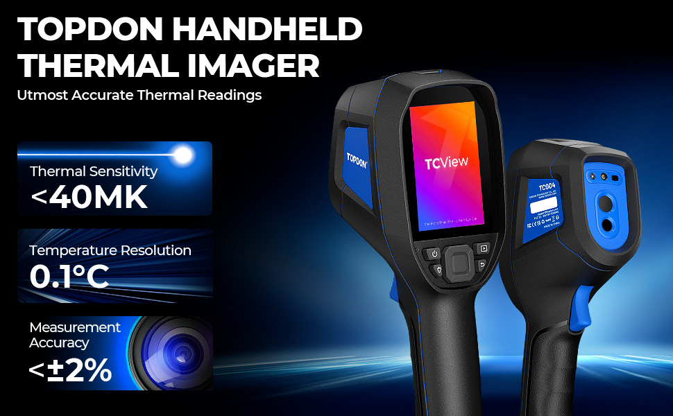 TOPDON TC004 Міні тепловізор, 240x240 IR-роздільна здатність, ручний тепловізійний прилад, 15 годин роботи від акумулятора, частота оновлення 25 Гц, діапазон температур -20℃ до 450℃, високий/низький температурний тригер (чорний)