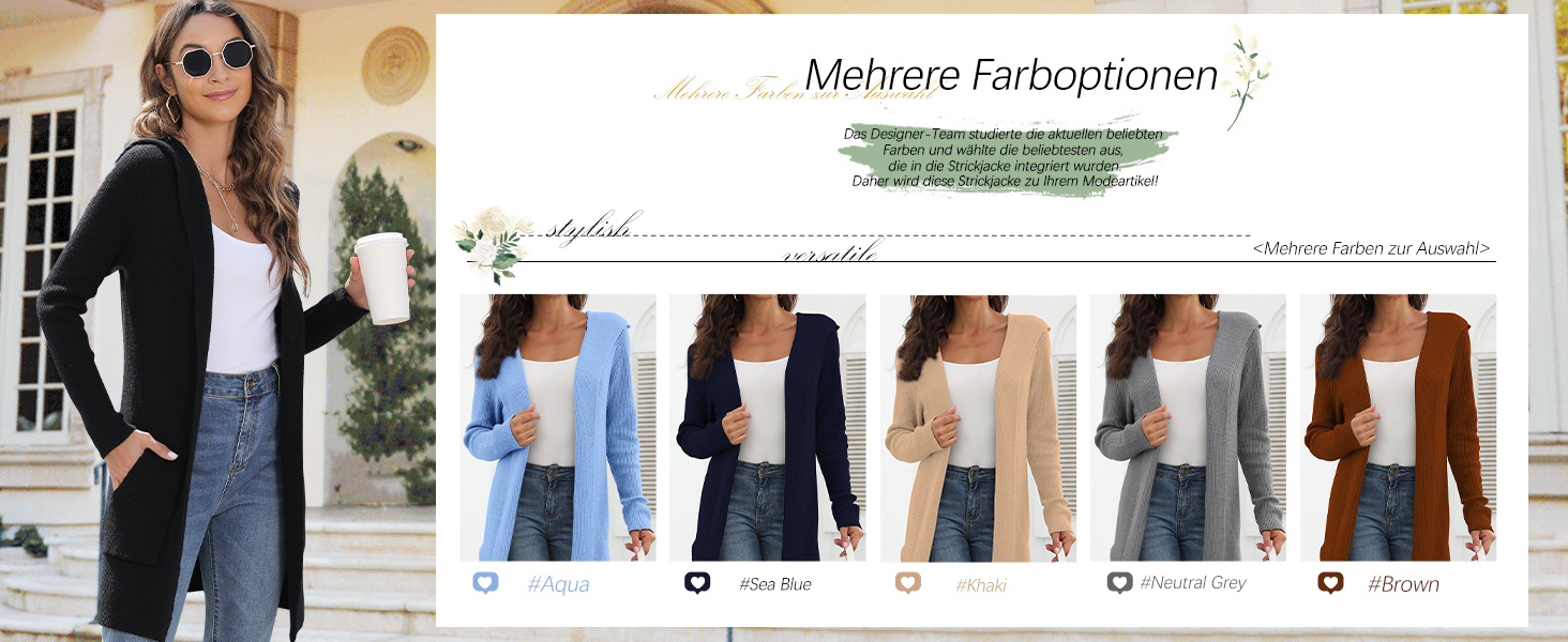 Жіночий трикотажний кардиган JUOIANTANG з довгими рукавами, кишенями та капюшоном, сірий, S-XXL