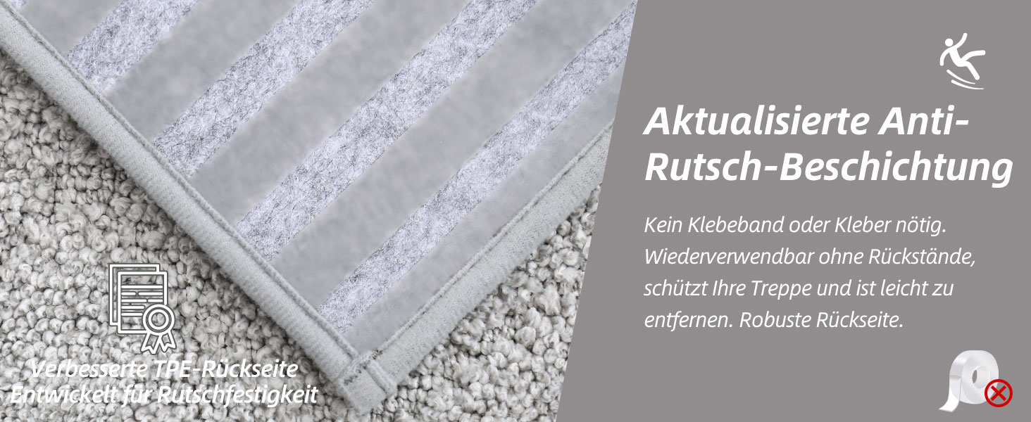 Ковзаючі сходи COSY HOMEER, 15 шт., 70 x 22 см, антиковзаючі, самоклеючі, машинне прання, 100% поліестер, TPE-підкладка, для дітей, літніх людей та домашніх тварин, сірий та білий