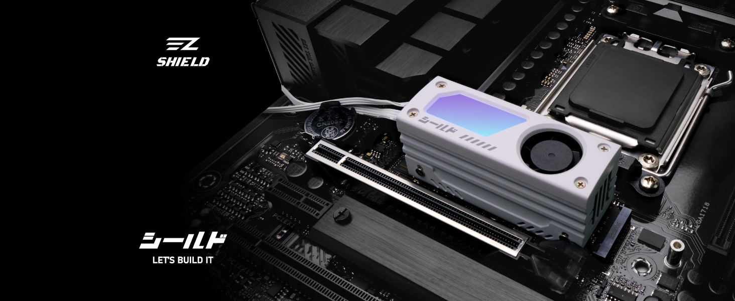 Охолоджувач SSD M.2 EZDIY-FAB Shield ARGB з 20мм вентилятором PWM, преміум-алюмінієвий дизайн, підтримка ARGB 5V 3-Pin, для M.2 2280, чорний, 1 шт.