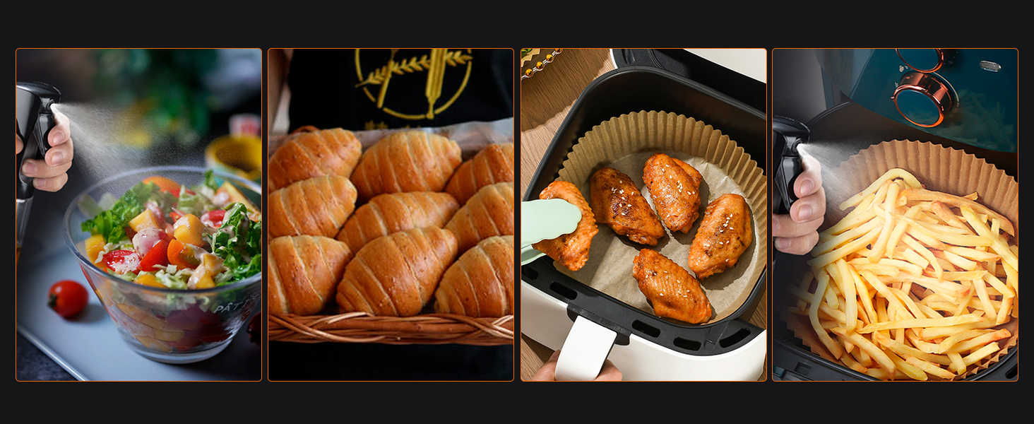 Грифема - пляшка для олії та розпилювач 300 мл, для фритюрниці, гриля, салатів, Meal Prep, BPA-free, придатна для миття в посудомийній машині, багаторазове використання, GE2002B-300