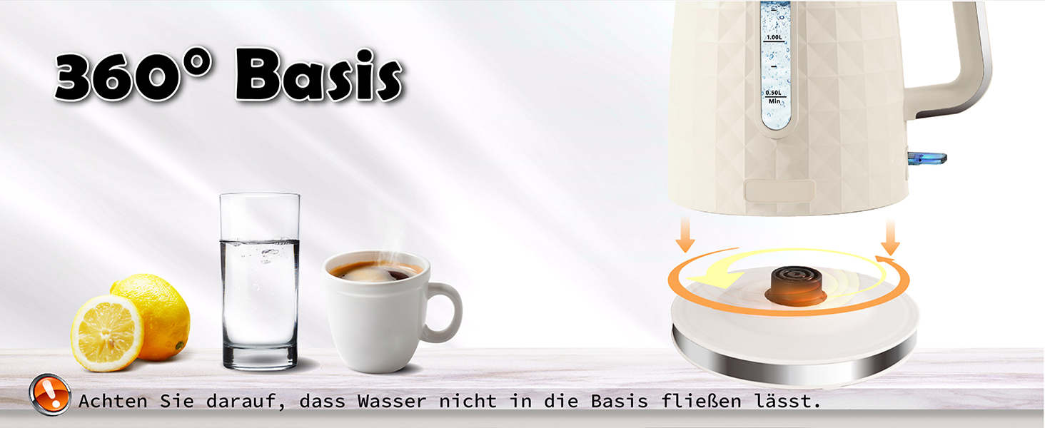 Електричний чайник 1.7л, 1850W, з автовимкненням та захистом від перегріву, для кави та чаю, Бежевий