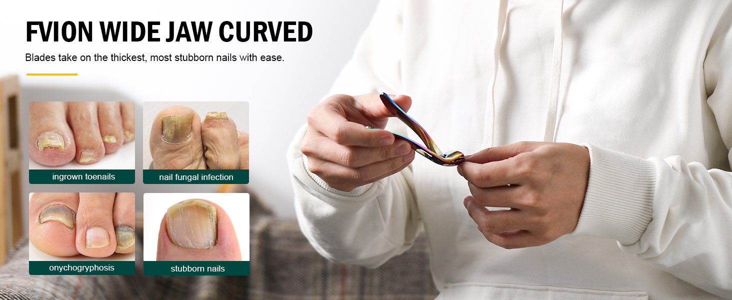 Кусачки для нігтів FVION для товстих нігтів, прецизійні кусачки для нігтів для чоловіків та жінок (чорний)