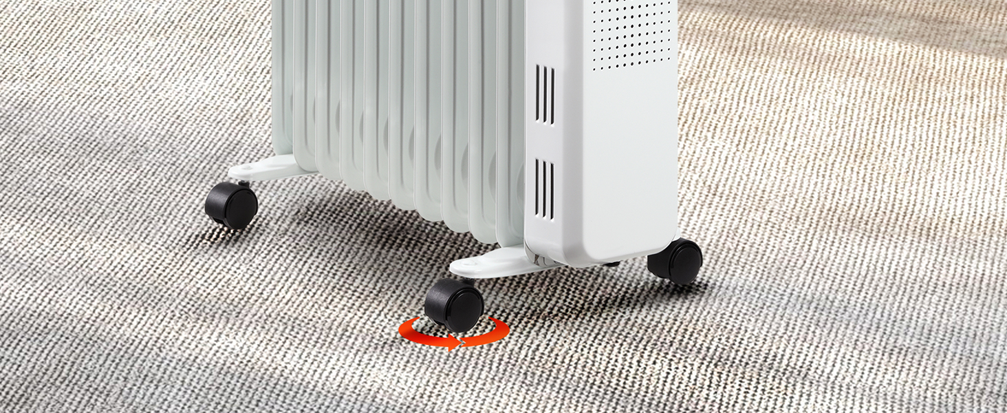 HOMCOM Портативний масляний радіатор з електронагрівом, 2500W, 3 режими, таймер, 11 секцій, білий, сталь, 50.5 x 24 x 63 см