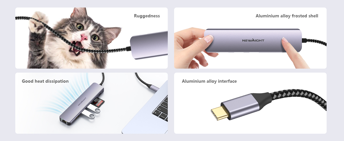 Док-станція для ноутбука Newmight з двома HDMI, підтримка 2 моніторів 4K, Ethernet 1 Gbps, PD 100W, 3 USB 3.0, SD/TF Reader, USB-C, для HP/Dell (сіра)