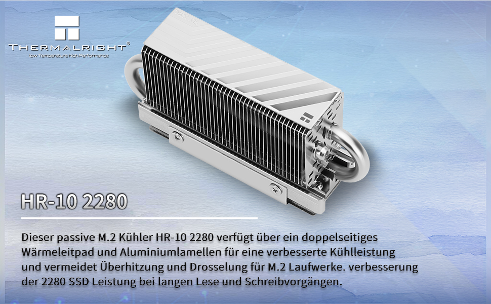 Охолоджувач SSD Thermalright HR10 2280: Радіатор з 2 мідними тепловими трубами, з термопадом, для високої продуктивності