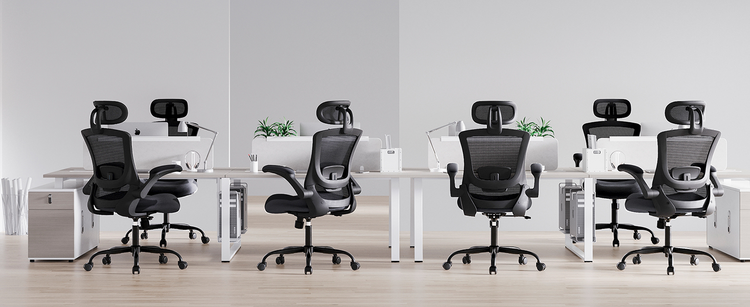 Коламі - ергономічне крісло для офісу з сітчастою спинкою, регульованою підголівником та поперековою підтримкою, підйомними підлокітниками, функцією гойдання та фіксації положення, регульоване по висоті, поворотне, чорне, універсальний розмір