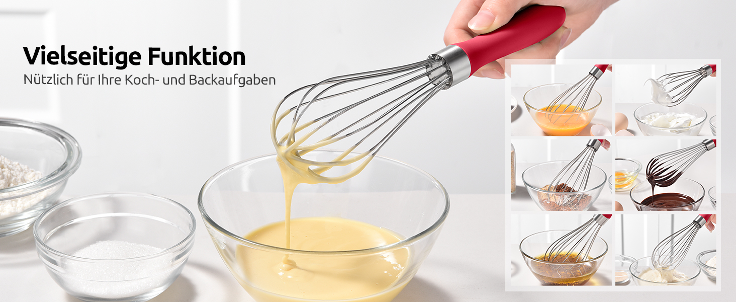 Міксер кухонний U-Taste, 30 см, нержавіюча сталь 18/10, 12 гнучких дротів, силіконовий руків'я