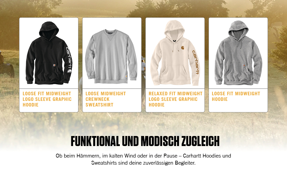 Світшот з капюшоном Carhartt Sleeve Logo для чоловіків, чорний, розмір S