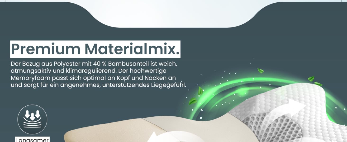 Ортопедична подушка для шиї при болях у шиї з високоякісної піни з пам'яті - Ергономічна подушка для шиї - Подушка для тих, хто спить на боці, на спині та на животі - пральний чохол при 40°C 61 x 40 x12 Світло-сірий