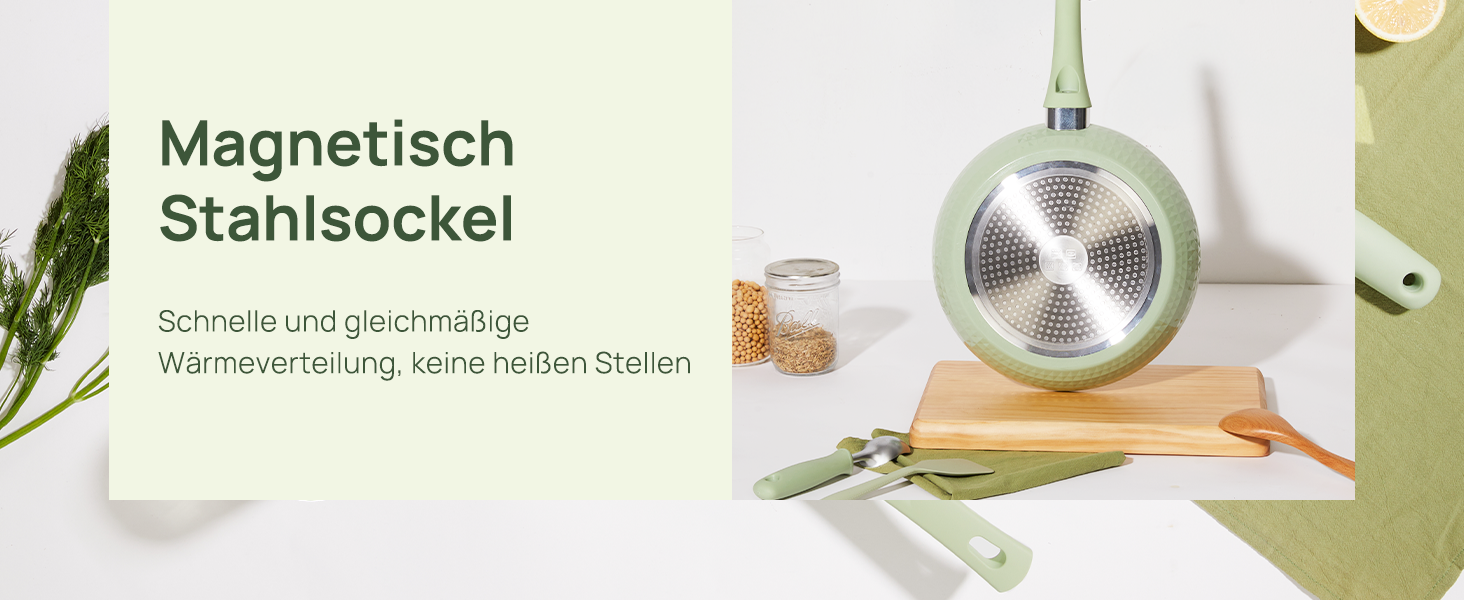 Сковорідка KOKHUB антипригарна керамічна 28 см з кришкою, без PFAS, PTFE, PFOA, індукційна, для посудомийної машини
