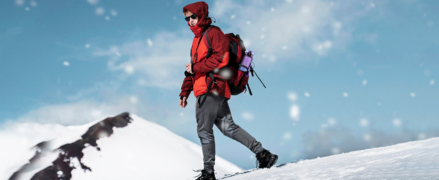 Термопляшка Vikaster 500 мл, нержавіюча сталь, без BPA, для спорту, подорожей та фітнесу (чорний & винно-червоний)