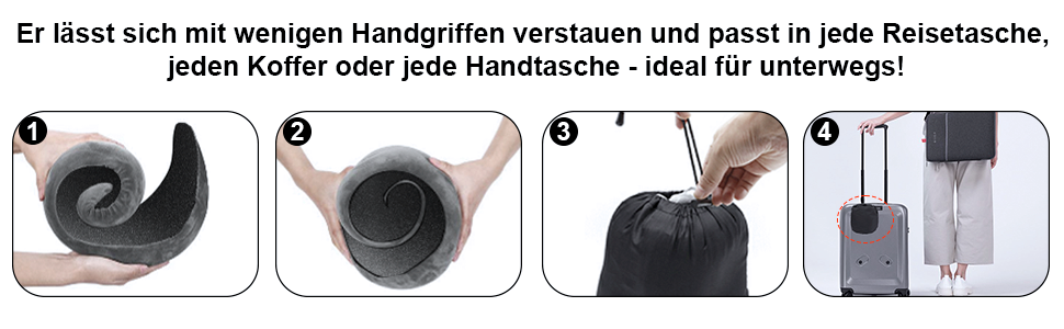 Подушка для шиї у вигляді білки Memory Foam для подорожей (темно-сірий)