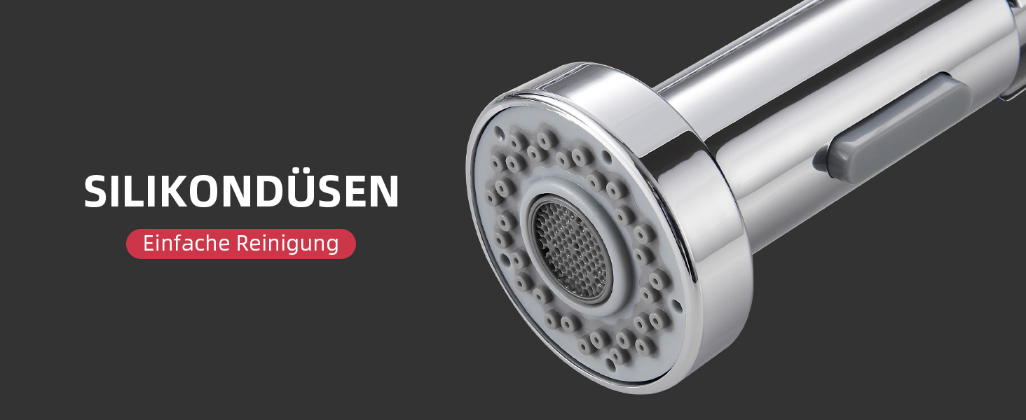 Змішувач для кухні Cobbe з висувним виливом та душем, 2 режими, поворотний на 360°, високий тиск, хром