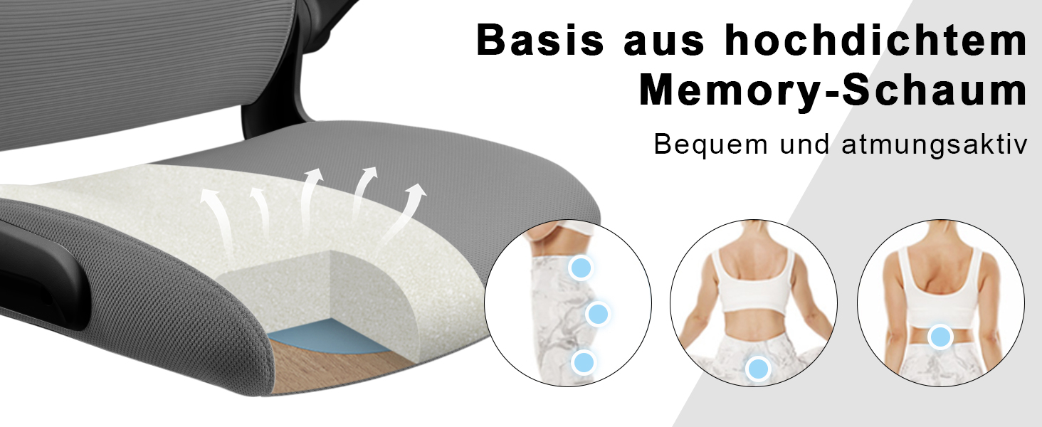 Ергономічне крісло для офісу з регульованою підголовником, сітчасте крісло для робочого столу, відкидні підлокітники, широке сидіння, функція гойдання, комп'ютерне крісло EN 1335, офісне крісло 200 кг, сіре та чорне