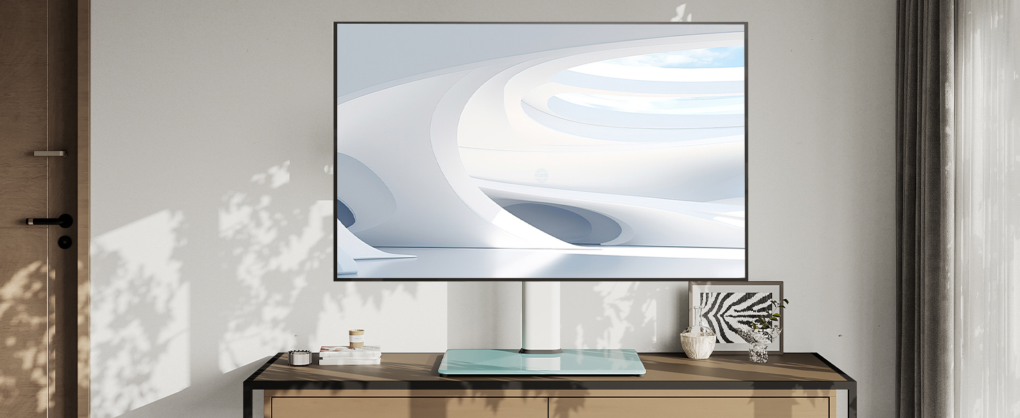 FITUEYES Adjustable TV Stand for 32-65 Inch TVs - Swivel & VESA 600x400 - White