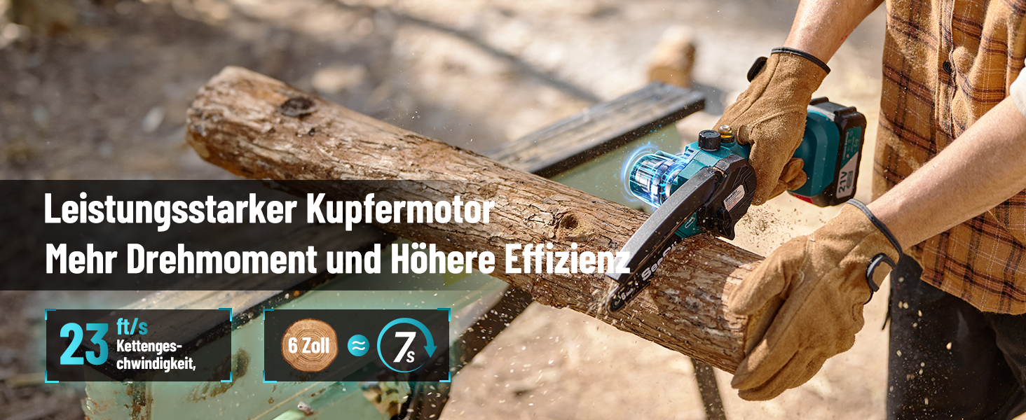 Акумуляторна міні-пила SEESII 6 дюймів з автоматичною подачею оливи та запасним ланцюгом | Акумуляторна ланцюгова пила для саду, стрижки гілок та різання деревини