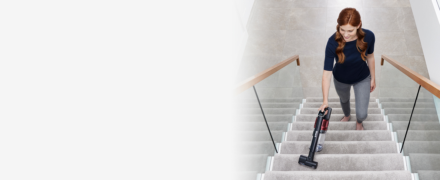 Бездротовий пилосос Shark IZ300EUT: акумулятор 60 хв, DuoClean, насадка для тварин, антизаплутування волосся, 20 см щілинна насадка, чорно-червоний