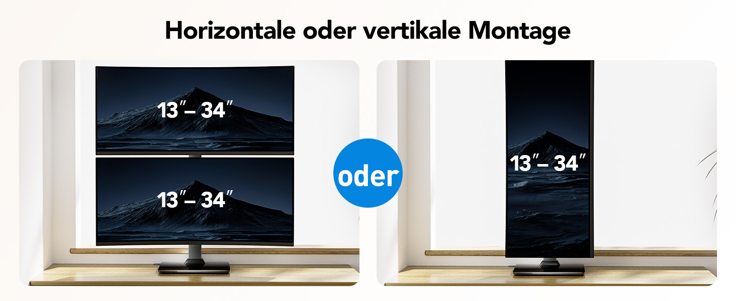 Кріплення для монітора HUANUO - 2 монітори, регульована висота, Dual-Arm, 17-34 дюйми, до 20кг на кріплення, VESA 50/75/100 мм (Чорний), для геймінгу