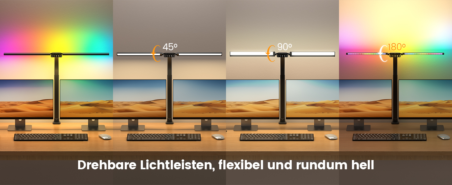 SIBRILLE Dual-Head LED Desk Lamp - Dimmable, Adjustable, RGB, Eye Protection for Office & Home
