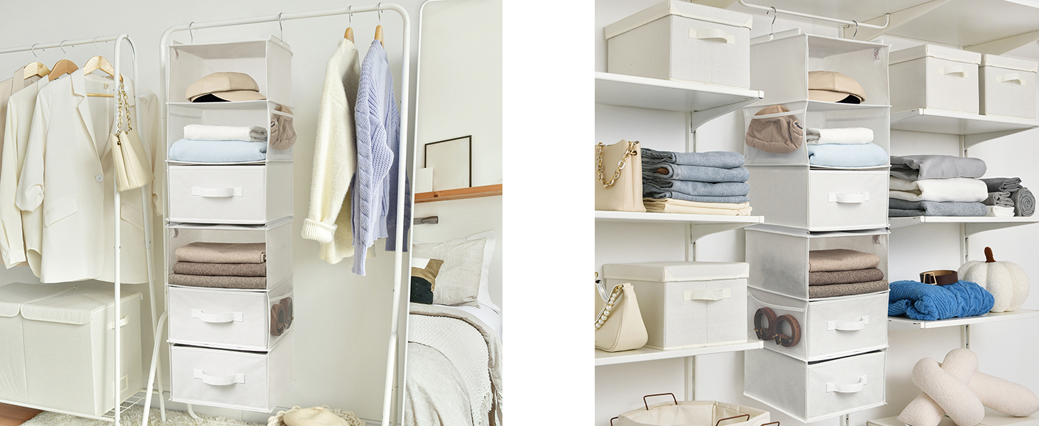 Органайзер для шафи GRANNY SAYS, підвісний, з шухлядами, 1 шт. Підвісне зберігання, полиця для шафи, тканинний органайзер для спальні (білий)