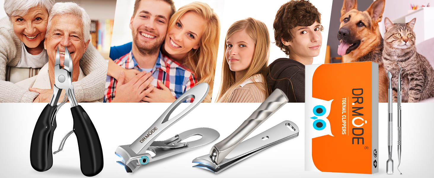 Професійний нігтеріз для нігтів, DRMODE для літніх людей та товстих нігтів, широкий отвір, гострий нігтевий щипчик, довга ручка, нахилена вигнута клин, сріблястий