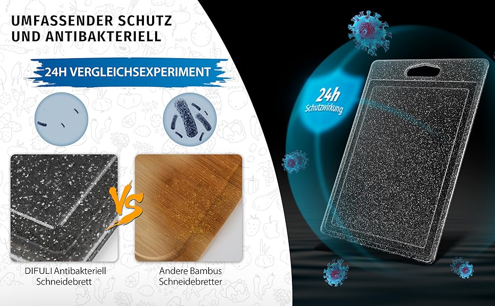 Набір обробних дощок 3 шт. з імітацією граніту, антиковзаючі наклейки, жолоб для соку, BPA-Free, з ручкою. Дошки з пластику, антибактеріальні, чорного кольору. Аксесуари для кухні