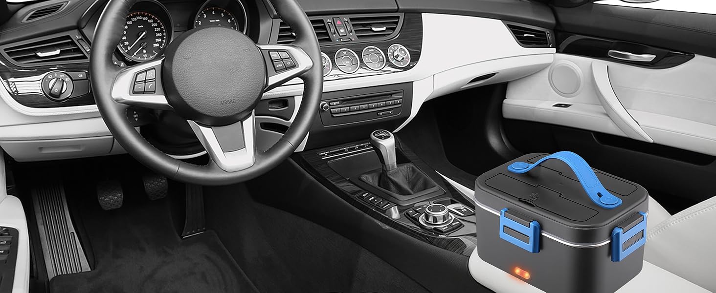 Електрична ланчбокс Kimfead з термоіндикатором, 1.8л, 80W, 12V/24V/230V, для авто/офісу, з сумкою та столовими приборами